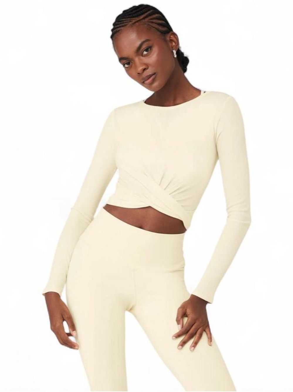 Alo Yoga Cover Long-Sleeve Top in French Vanilla